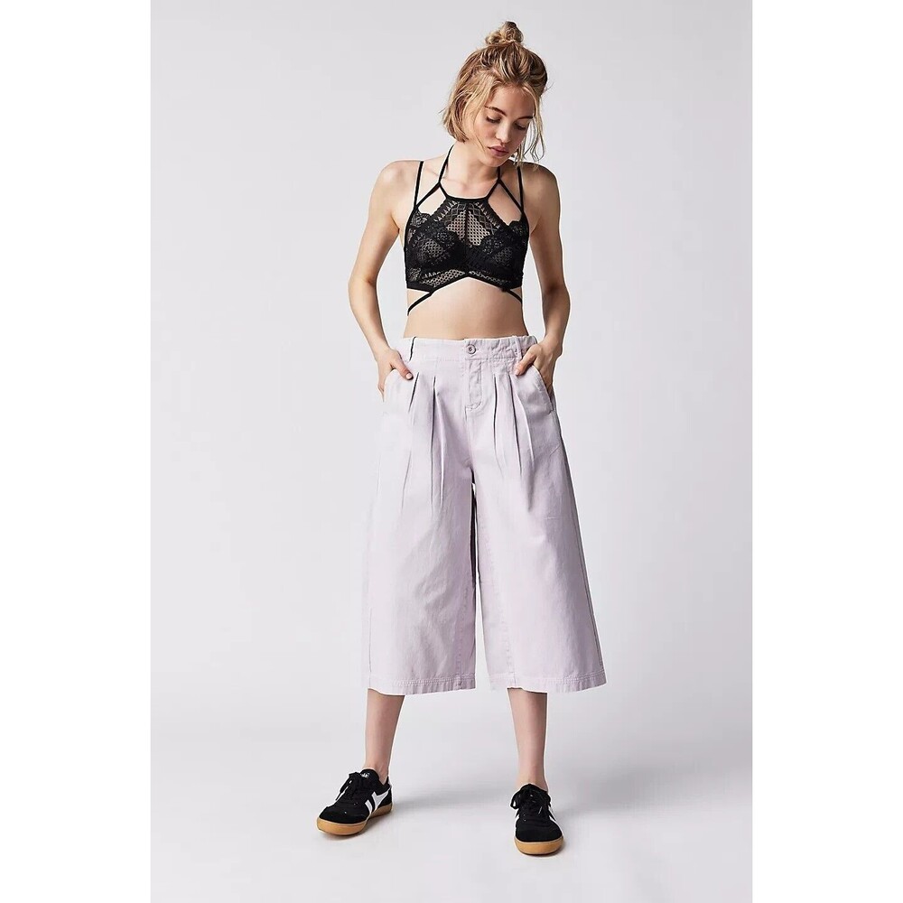 Free People Hard Rain Gaucho Pants High Waisted Wide-Leg Cotton XS-2 NWD 257195